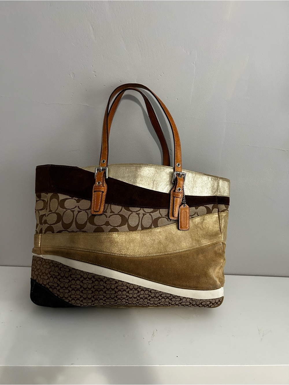 Coach Vintage Wave Signature Patchwork Tote